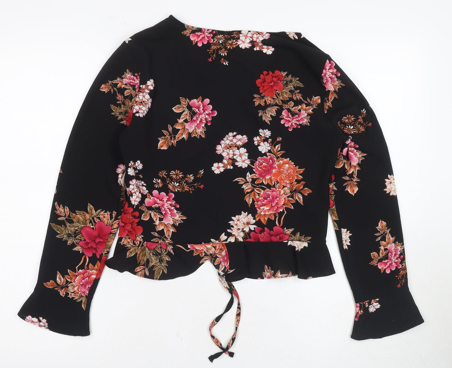 Cameo Rose Women's Floral Wrap Blouse, Size 12, Black