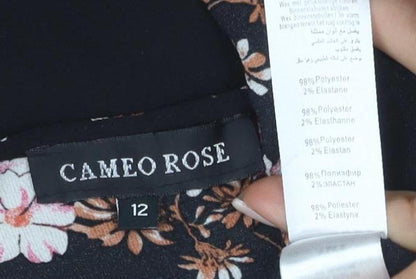 Cameo Rose Women's Floral Wrap Blouse, Size 12, Black