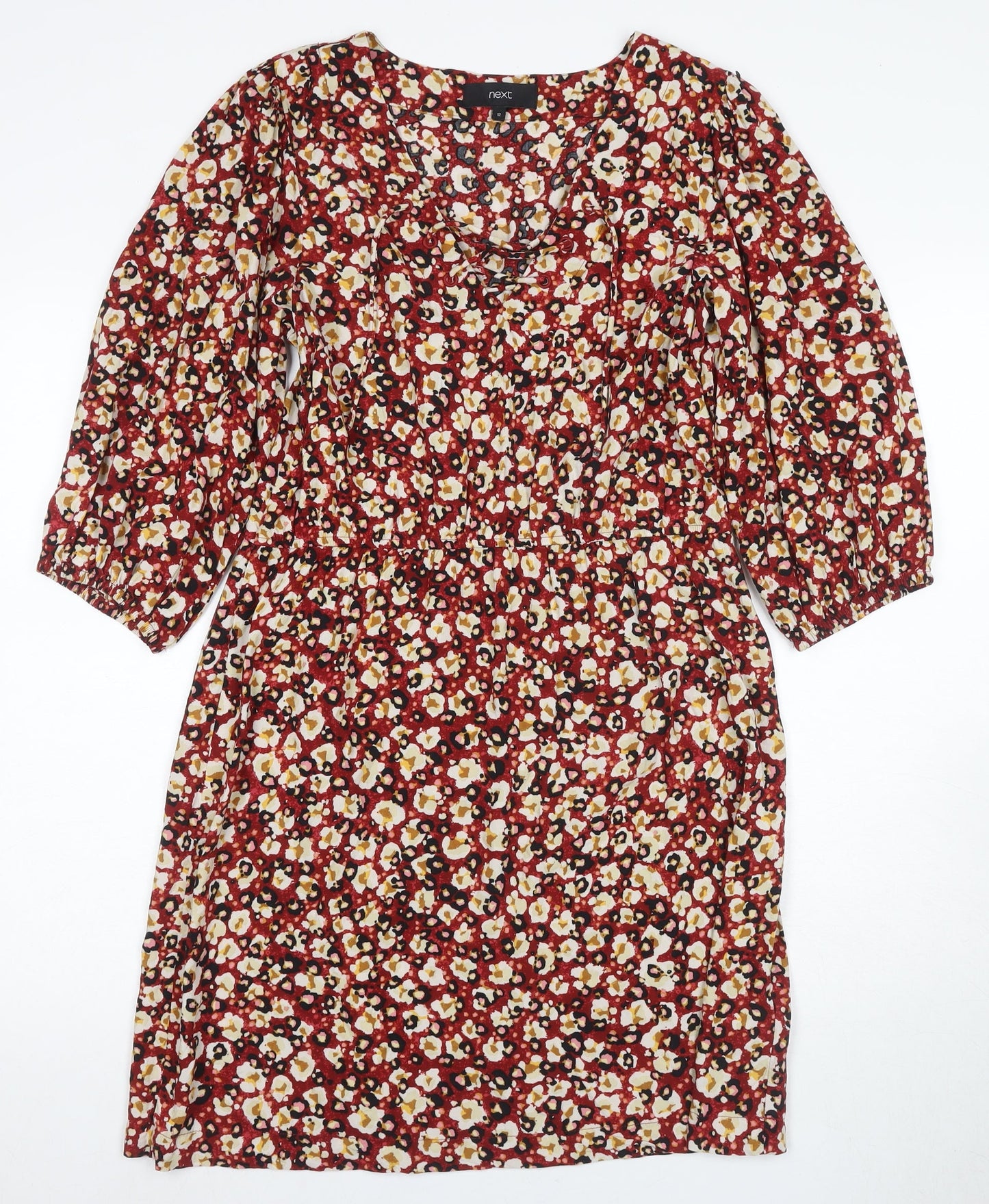 Next Women's Multicoloured Floral A-Line Dress Size 12
