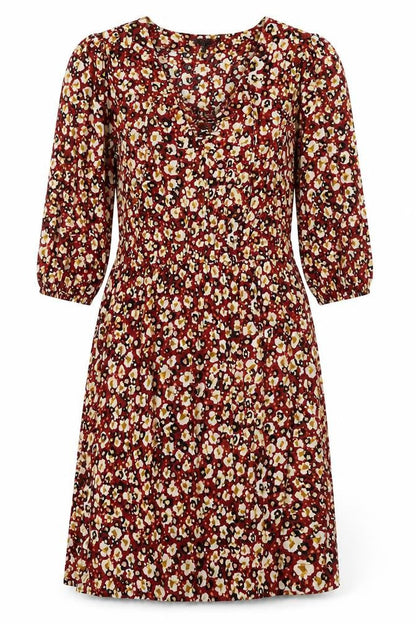 Next Women's Multicoloured Floral A-Line Dress Size 12