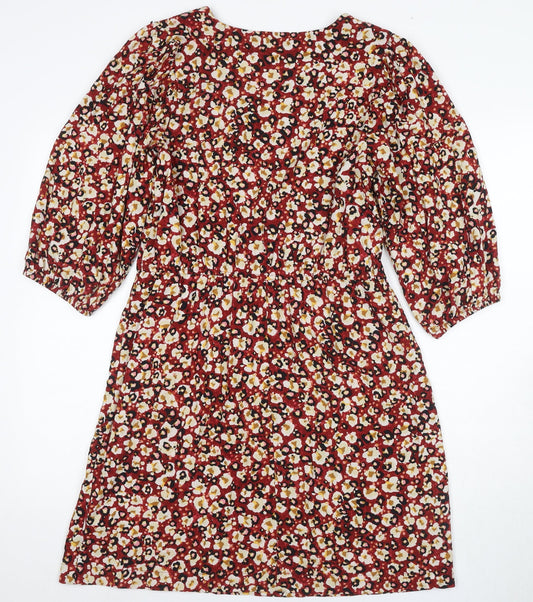 Next Women's Multicoloured Floral A-Line Dress Size 12