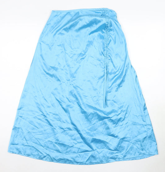 Missguided Women's Blue Midi Skirt, Size 8, Straight Style