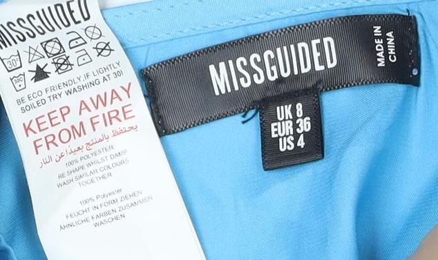 Missguided Women's Blue Midi Skirt, Size 8, Straight Style