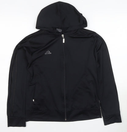 Adidas Black Full Zip Hoodie, Unisex M, Sports Activewear