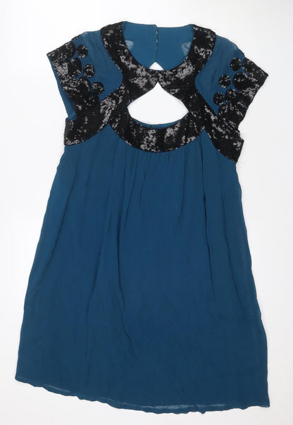 French Connection Women's Blue Shift Dress 14