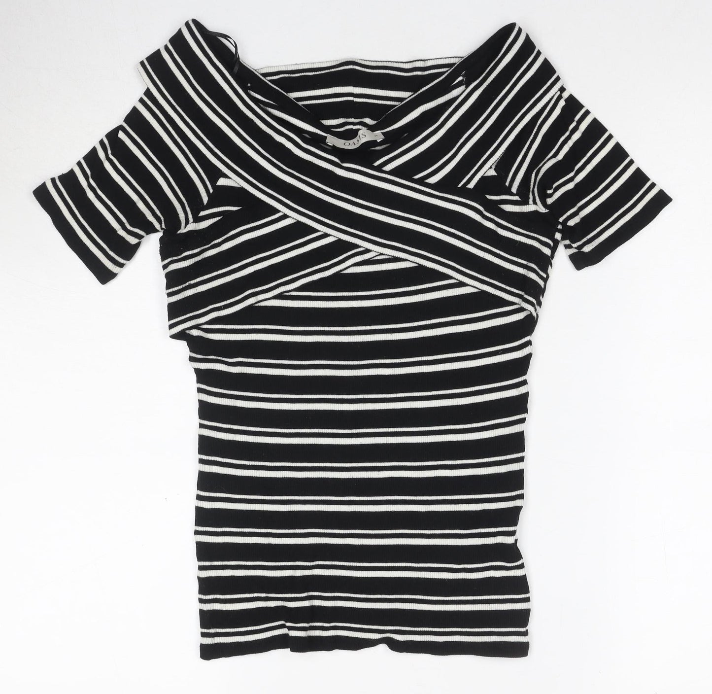 Womens UK Size M Oasis Black Off the Shoulder T-Shirt