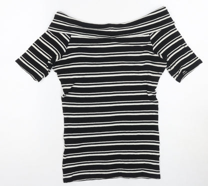 Womens UK Size M Oasis Black Off the Shoulder T-Shirt