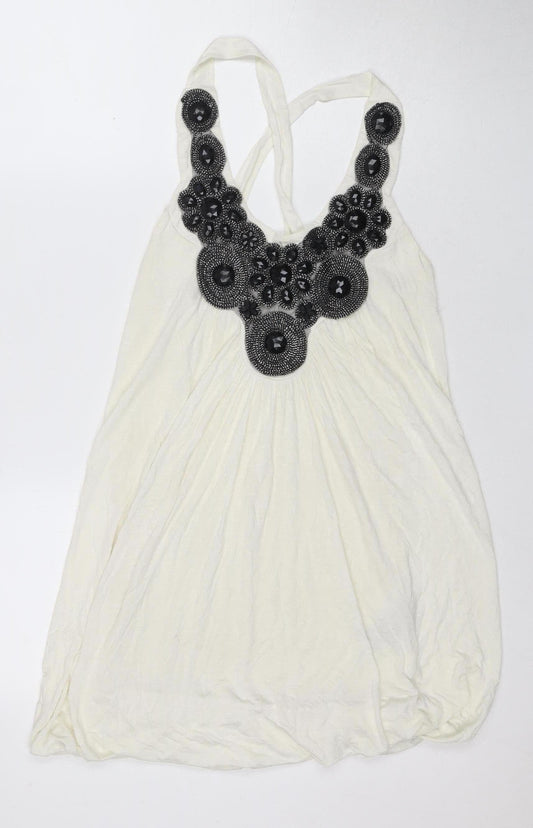 Miss Selfridge Petites Ivory Beaded Camisole Tank Women