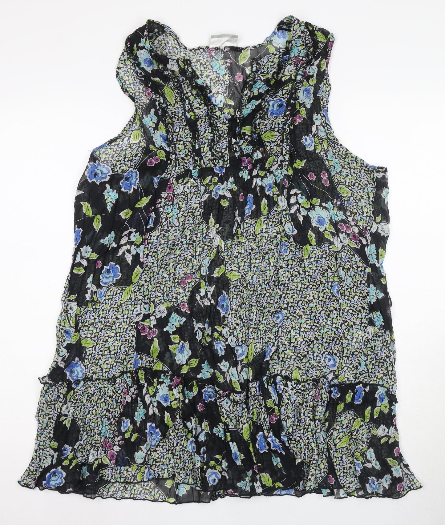 Worthington Women's Black Floral Tunic Blouse XL