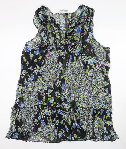 Worthington Women's Black Floral Tunic Blouse XL