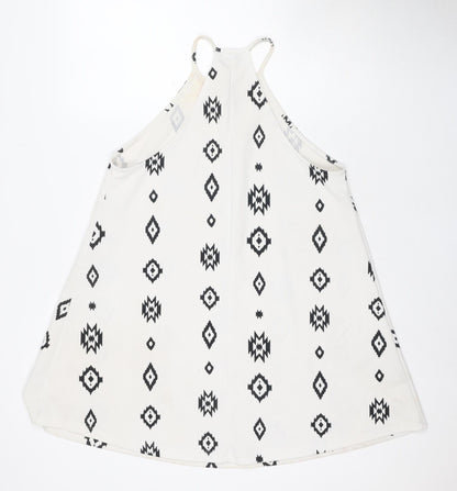 Zara Women's White Geometric Swing Dress, Size S
