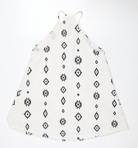 Zara Women's White Geometric Swing Dress, Size S