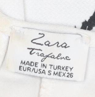 Zara Women's White Geometric Swing Dress, Size S