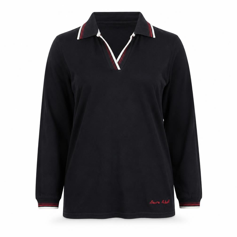 Love Label Women's Black Polo Top, Size 6, Excellent Condition