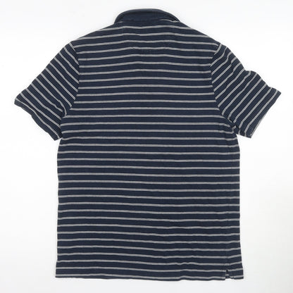 Farah Men's Blue Striped Polo Shirt Small
