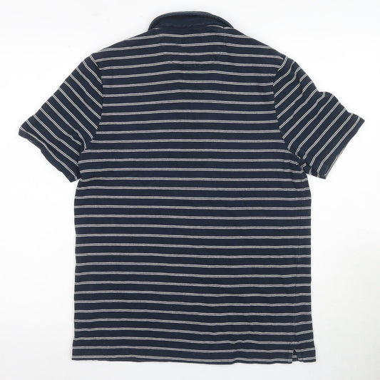 Farah Men's Blue Striped Polo Shirt Small