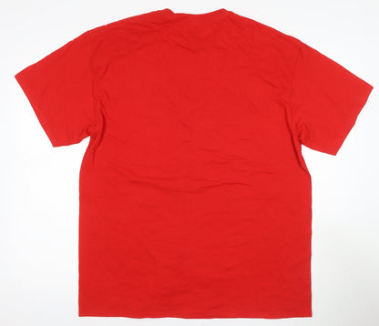 Disney Women Red XL Short Sleeve Bow Graphic Top