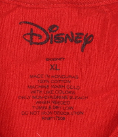 Disney Women Red XL Short Sleeve Bow Graphic Top