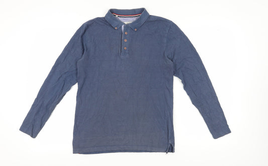 XACT Men Blue Polo M Long Sleeve Button-Down