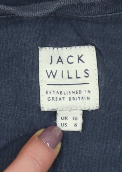 Jack Wills Women's Blue T-Shirt Size 10 Casual Crew Neck