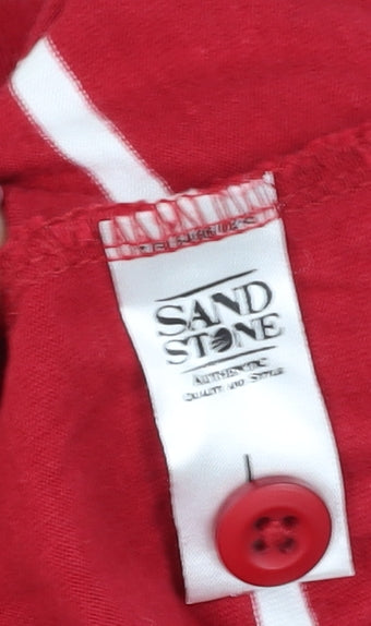 Sandstone Men's Red Striped Polo Shirt L, Casual Style