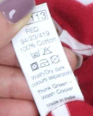 Sandstone Men's Red Striped Polo Shirt L, Casual Style