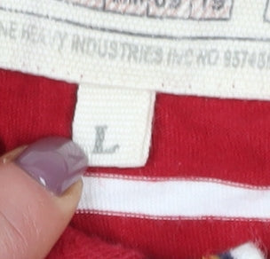 Sandstone Men's Red Striped Polo Shirt L, Casual Style