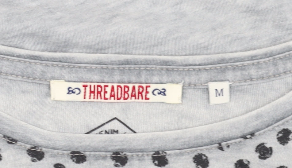 Unisex Adults UK Size M Threadbare Grey Basic T-Shirt
