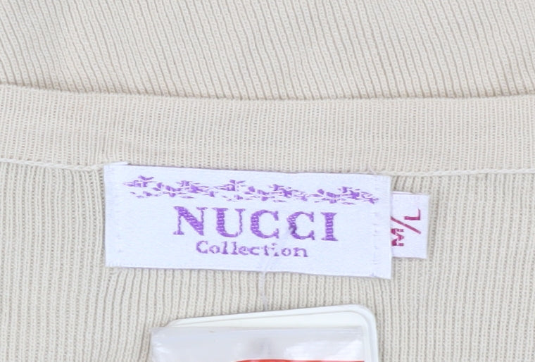 Nucci Women's Beige Cardigan L Embroidered Knit