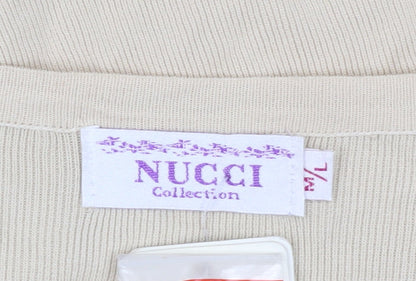 Nucci Women's Beige Cardigan L Embroidered Knit