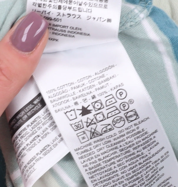 Levi's Men's Green Striped T-Shirt M, Relaxed Fit