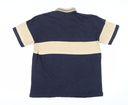 Jockey Men's Beige Blue Polo Shirt M Colourblock Casual