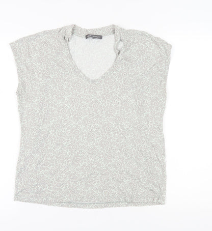 Laura Ashley Women’s Grey Floral V-Neck T-Shirt Size 14
