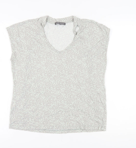 Laura Ashley Women’s Grey Floral V-Neck T-Shirt Size 14