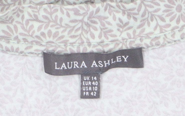 Laura Ashley Women’s Grey Floral V-Neck T-Shirt Size 14