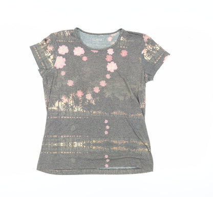 FC Jeans Women's Grey Floral T-Shirt, M, Casual