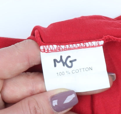 MG Girls Red 11-12 Years Graphic T-Shirt Regular Fit