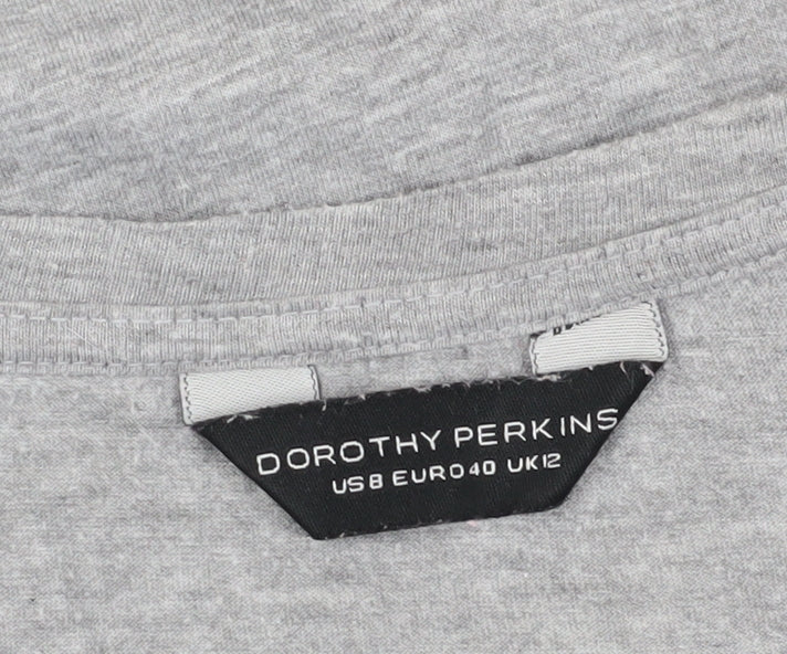 Womens UK Size 12 Dorothy Perkins Grey Jersey T-Shirt