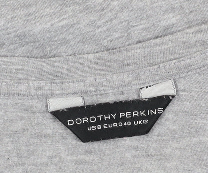 Womens UK Size 12 Dorothy Perkins Grey Jersey T-Shirt