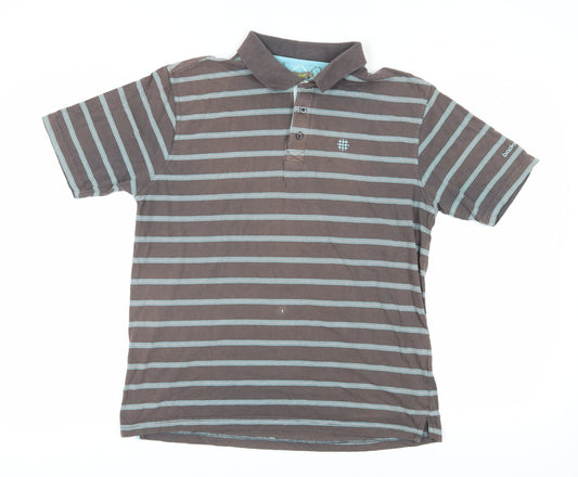 Backswing Men's Brown Striped Polo Shirt, Size L