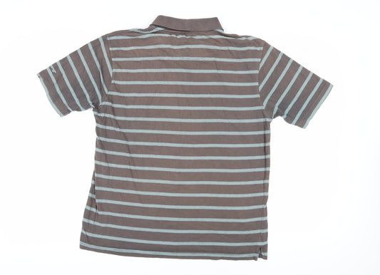 Backswing Men's Brown Striped Polo Shirt, Size L