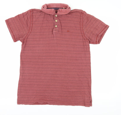 Mantaray Men's Red Striped Polo Shirt Medium