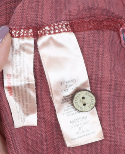 Mantaray Men's Red Striped Polo Shirt Medium