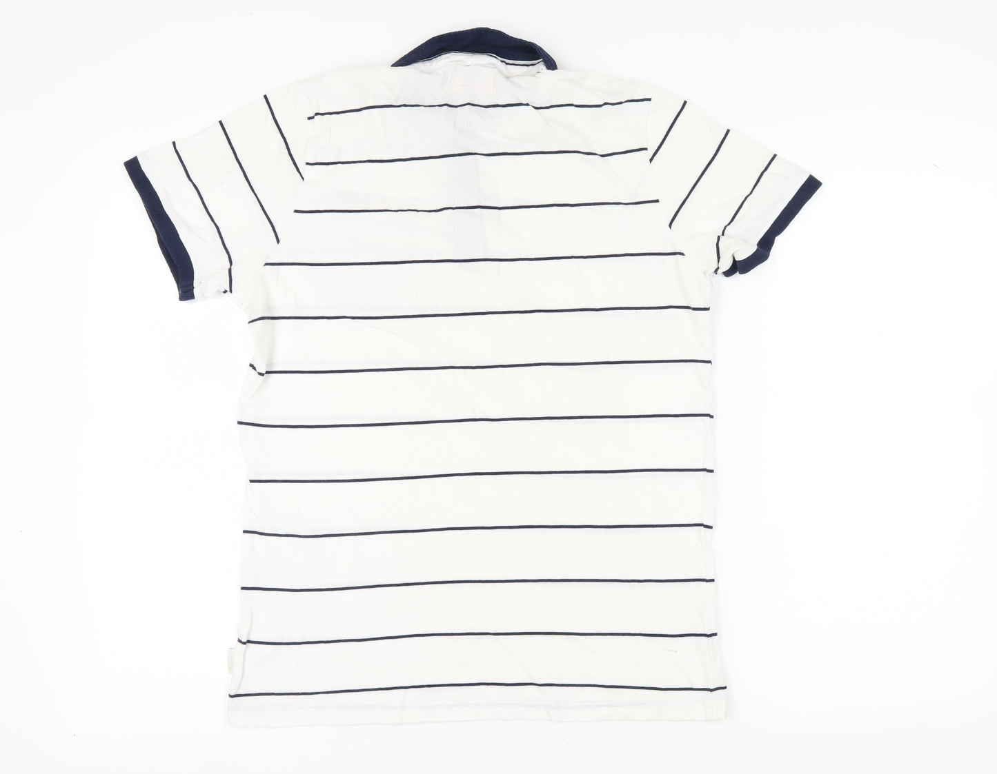 Lee Cooper Men's White Striped Polo Shirt L