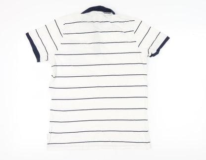 Lee Cooper Men's White Striped Polo Shirt L