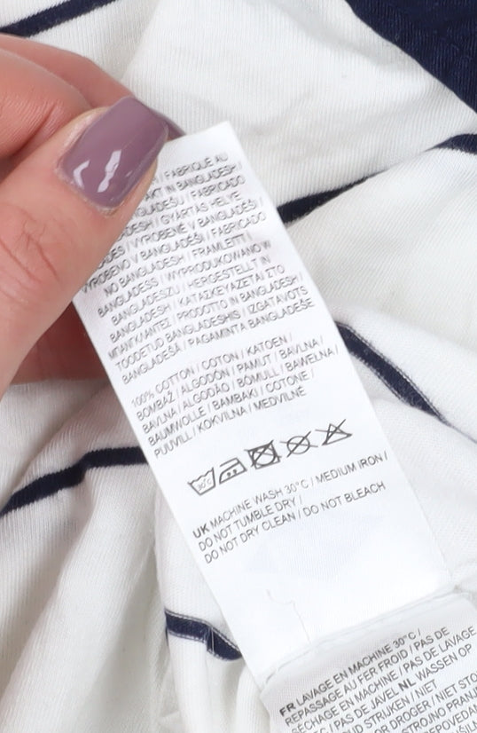 Lee Cooper Men's White Striped Polo Shirt L