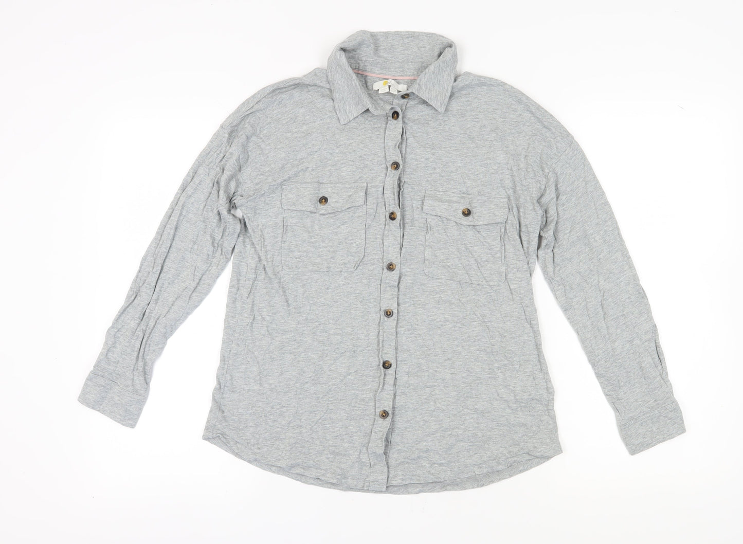 Boden Women's Grey Button-Up Long Sleeve Shirt