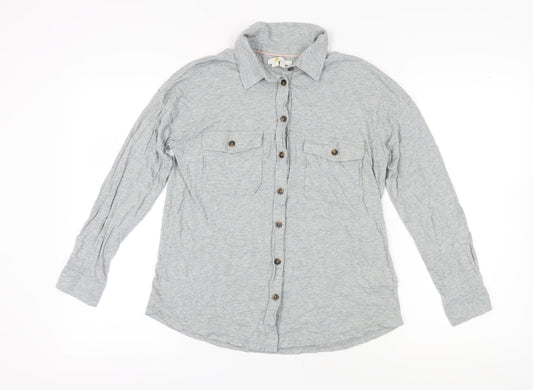 Boden Women's Grey Button-Up Long Sleeve Shirt