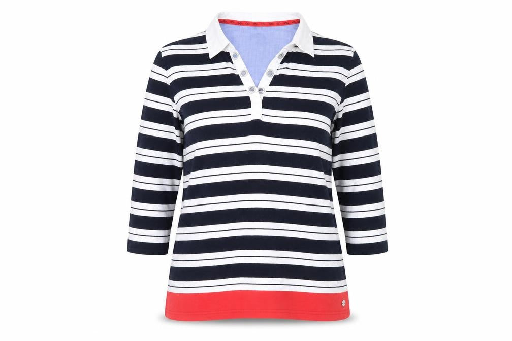 Womens UK Size 14 Maine New England Multicoloured Jersey Polo