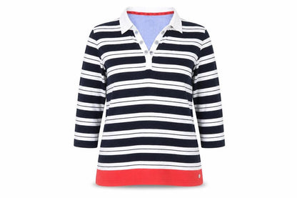 Womens UK Size 14 Maine New England Multicoloured Jersey Polo